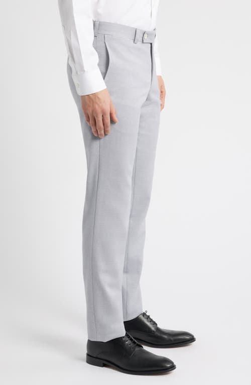 Jack Victor Palmer Slim Fit Grey Flat Front Stretch Cotton & Wool Dress Pants In Light Grey