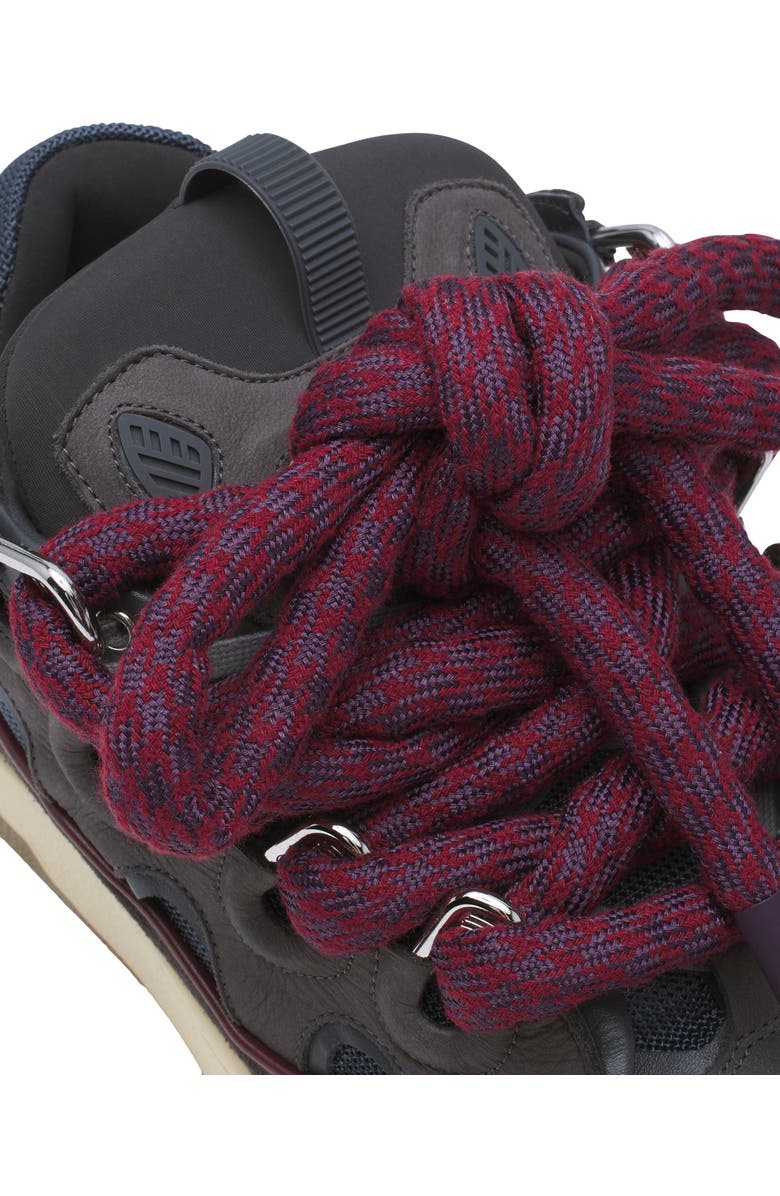 Lanvin Curb Sneakers In Leather With Snake Laces For Men, Alternate, color, Shark Grey