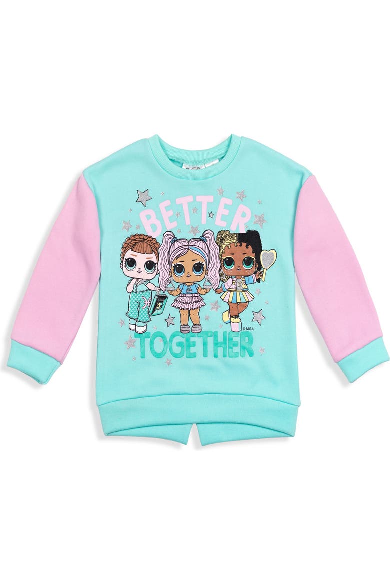 2-Piece Fleece Sweatshirt and Pants Set, Alternate, color, Aqua Pink