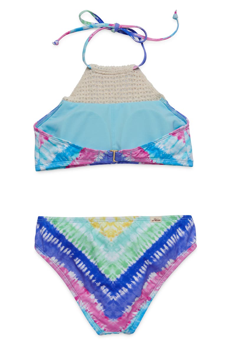 Kids' Crochet Trim High Neck Two-Piece Swimsuit, Alternate, color, ROYAL