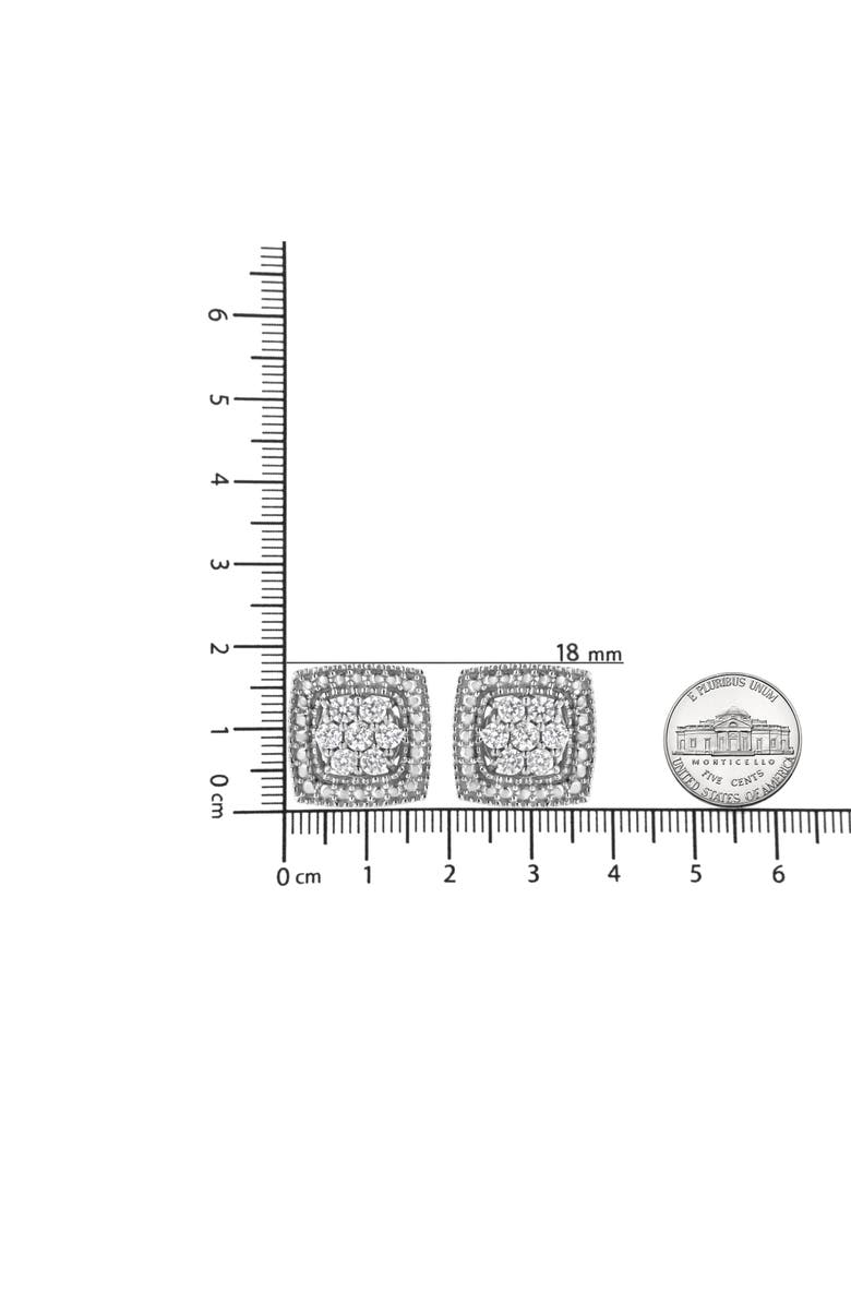 Haus of Brilliance Silver 1/2 Ct Diamond Miligrain Square Shape Stud Earrings, Alternate, color, White