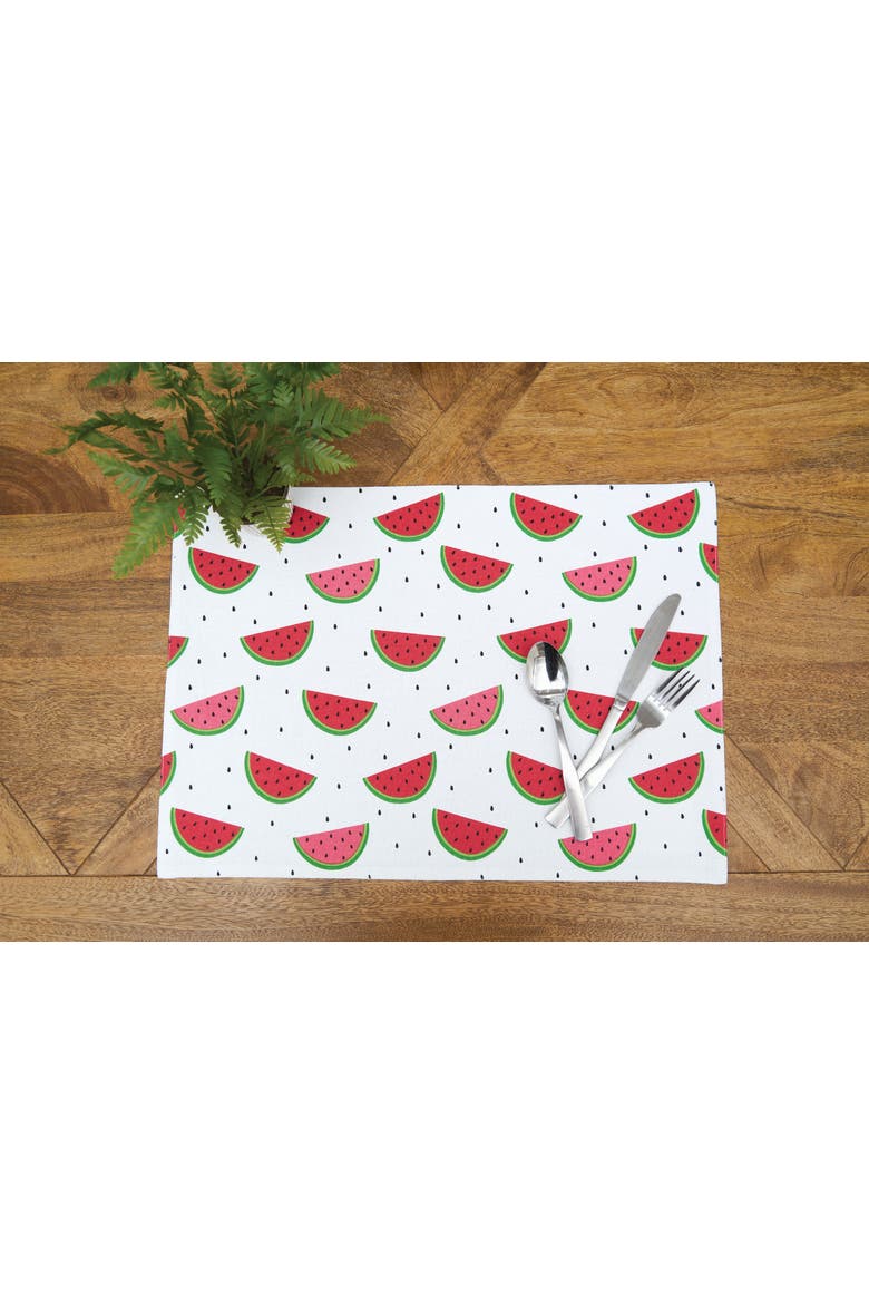Watermelon Whimsy Placemats, Set of 6, 14" x 20", Alternate, color, White