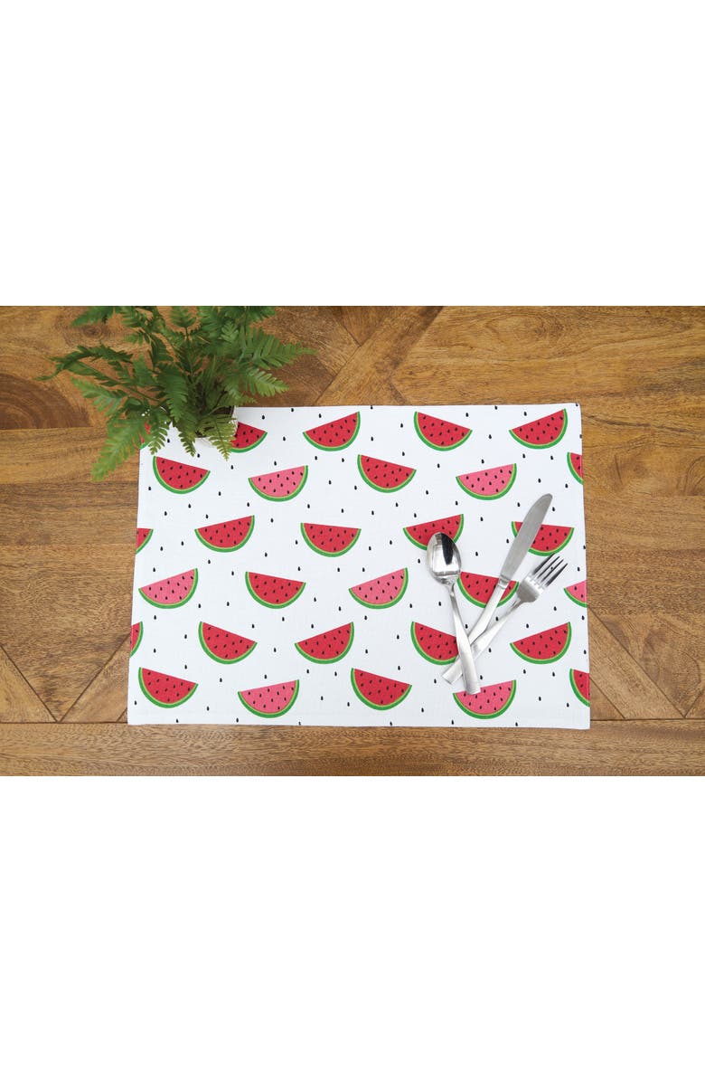 C&F Home Watermelon Whimsy Placemats, Set of 6, 14" x 20", Alternate, color, White