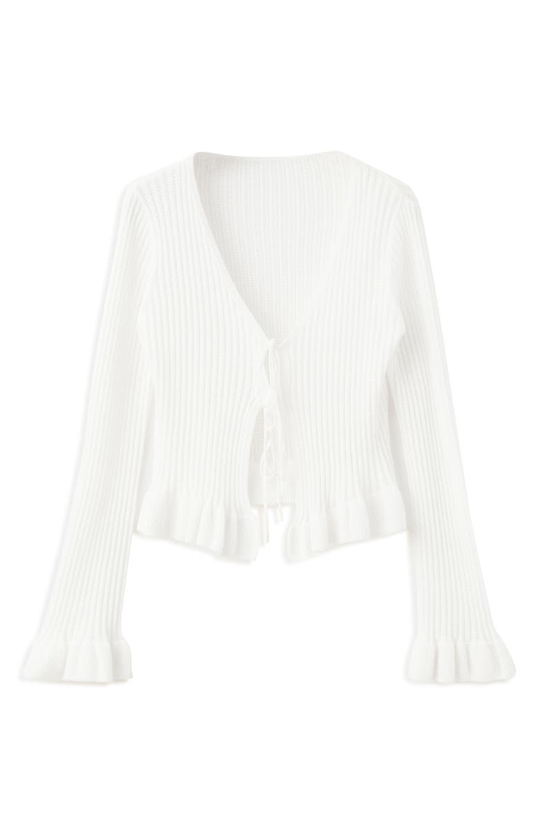 MANGO Front Tie Cardigan, Main, color, Ecru