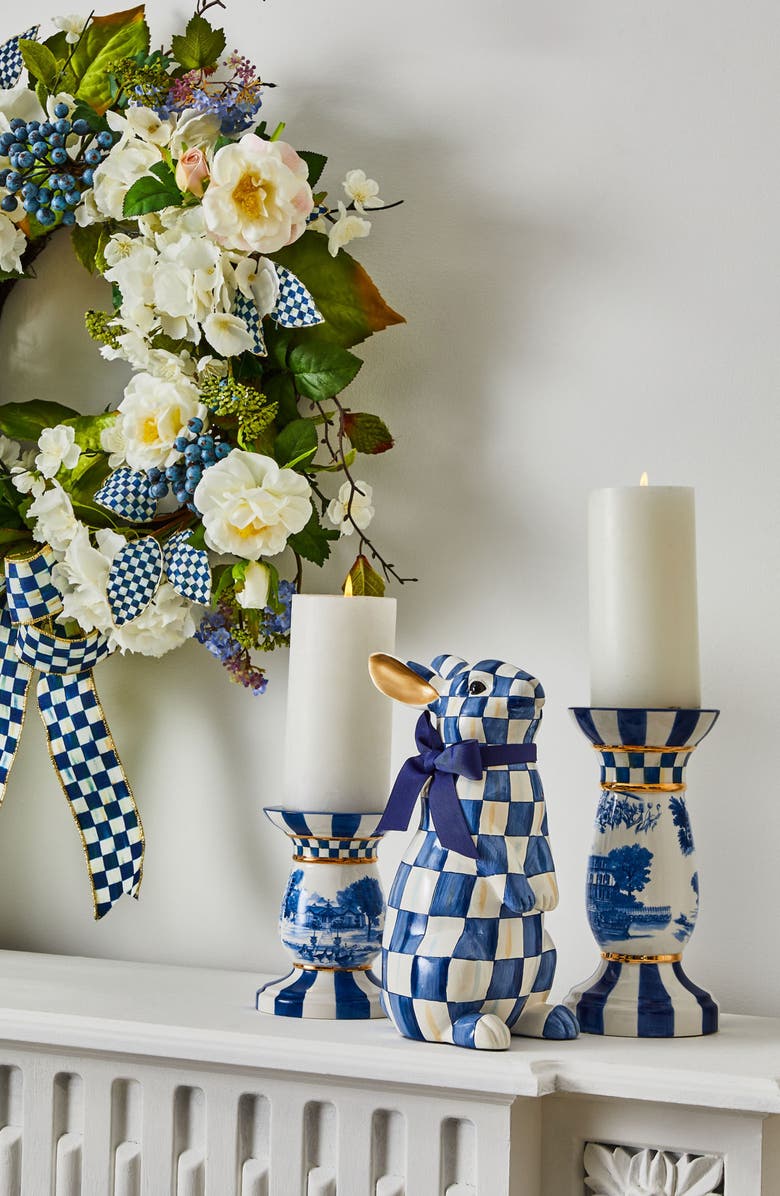 MACKENZIE CHILDS Royal Check Standing Bunny, Alternate, color, Blue