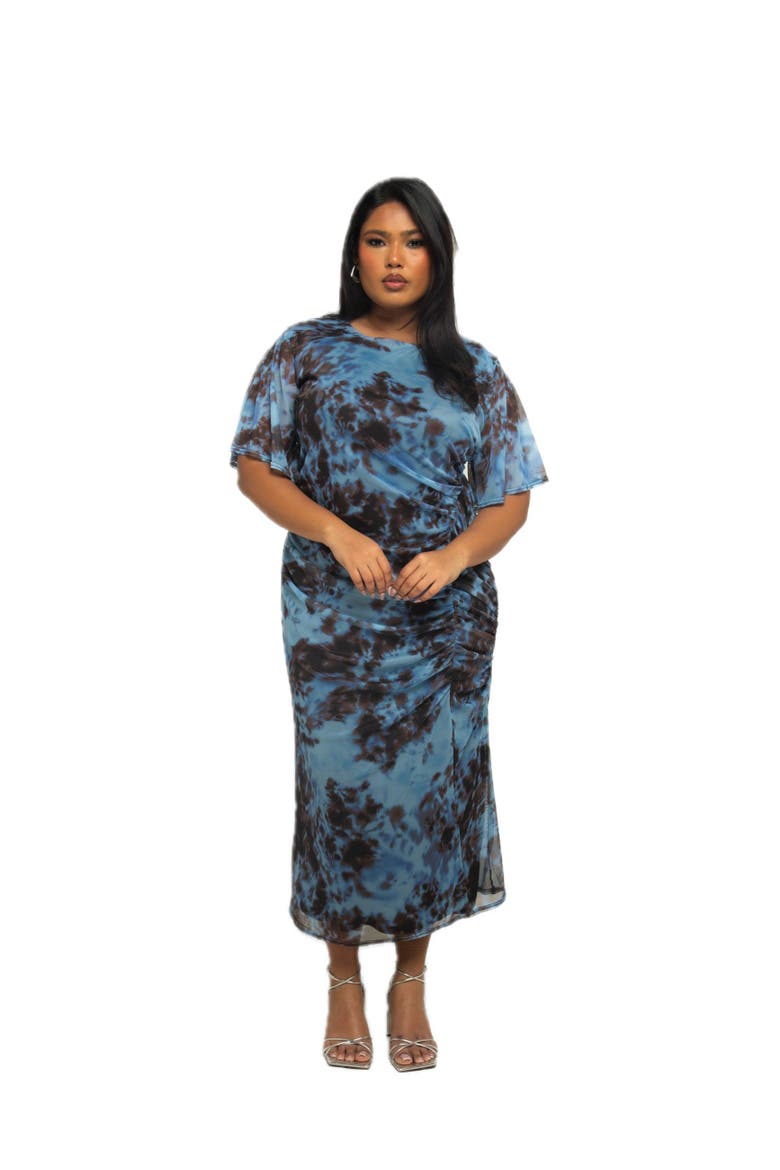 plus size mesh midi dress Maurices Plus Size Women's Bare Ruched Sweetheart Printed Mesh Midi Dress Size 0X