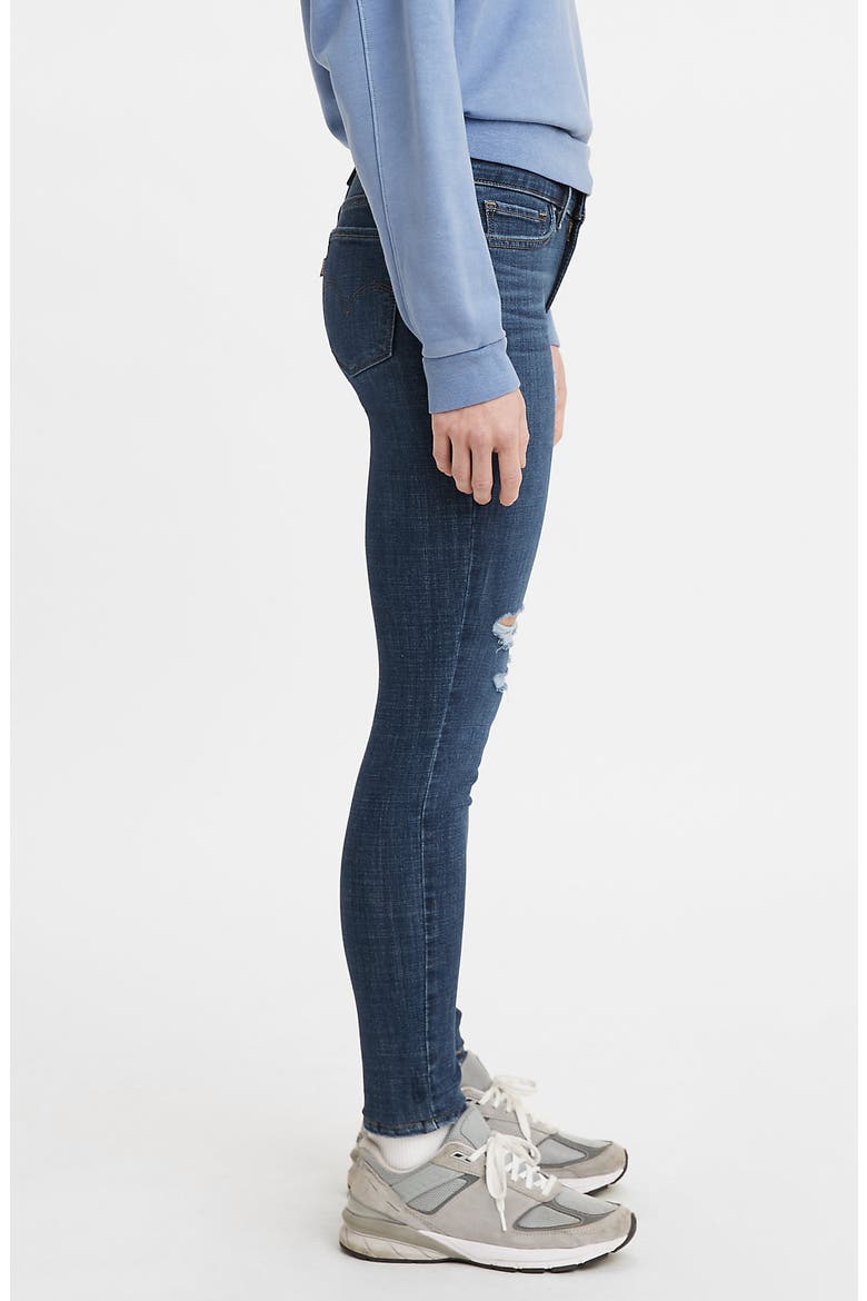 LEVIS 711 Sculpt Hypersoft Distressed Skinny Jeans, Alternate, color, LAPIS BREAKDOWN