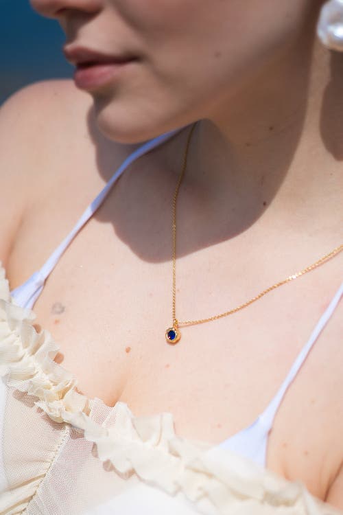 Classicharms Skyler Molten Solitaire Cubic Zirconia Pendant Necklace In Blue