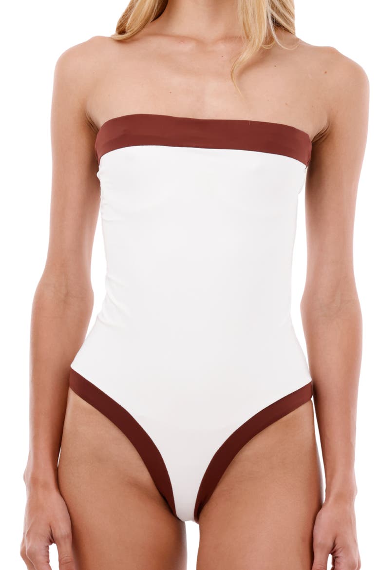 Lunaria Colorblock One-Piece Swimsuit, Alternate, color, BARN RED COLOR BLEND