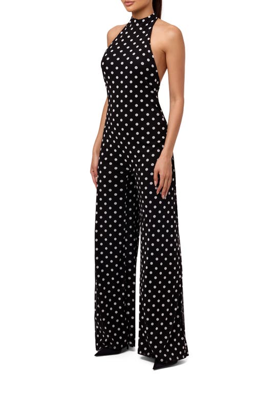 Naked Wardrobe Polka Dot Wide Leg Halter Jumpsuit In Black