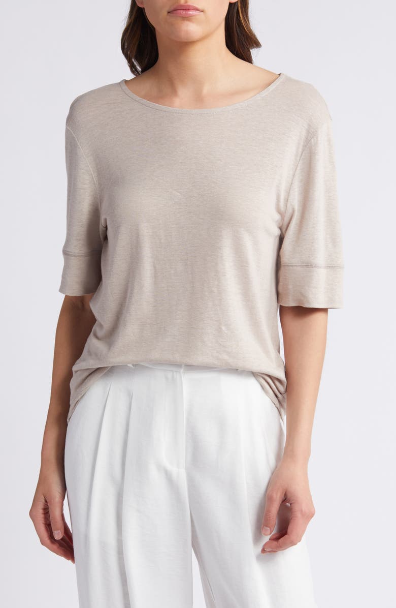 RUE SOPHIE Fern Oversize Linen & Cotton T-Shirt, Main, color, 