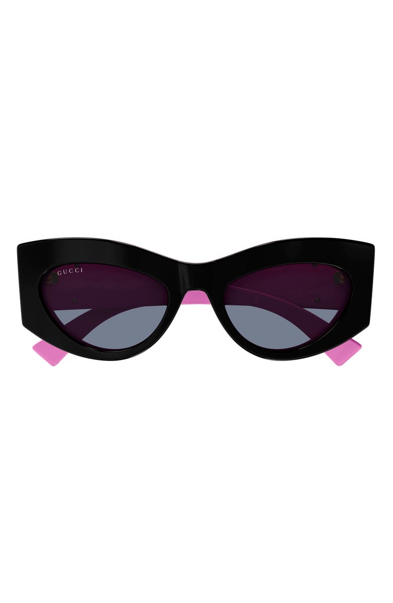 Gucci 53mm Cat Eye Sunglasses, Main, color, Black