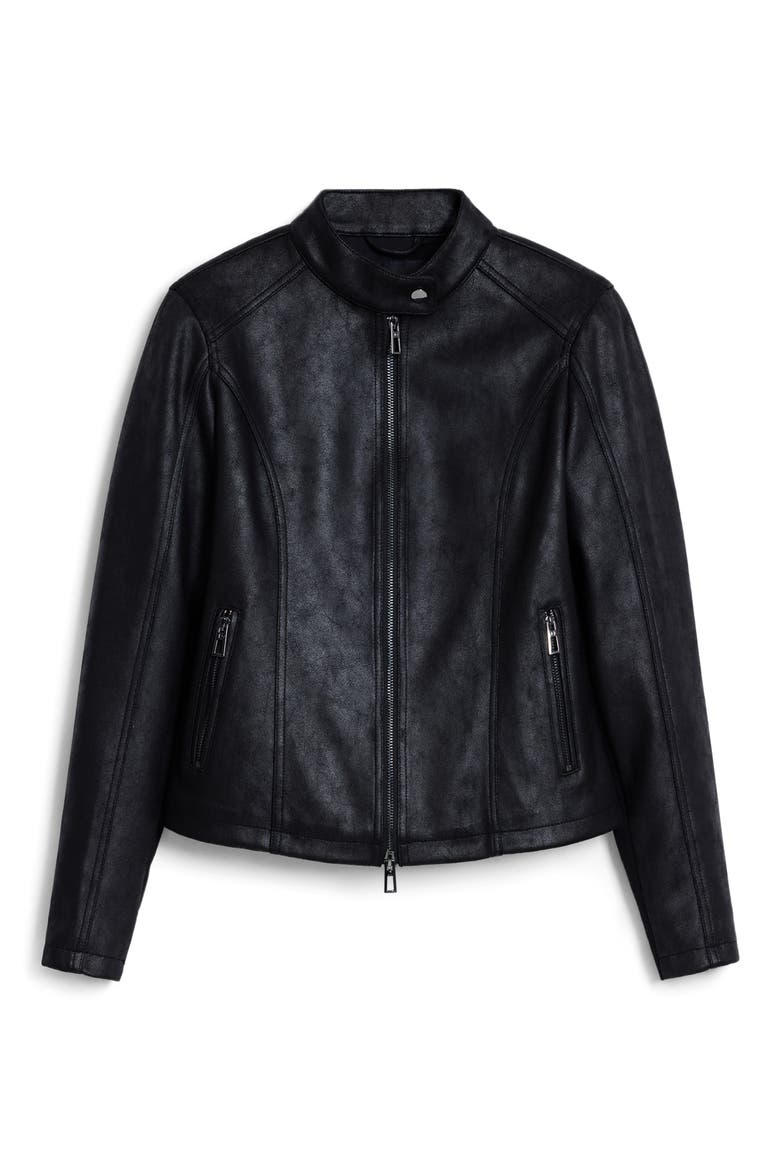 Faux Leather Jacket, Alternate, color, BLACK