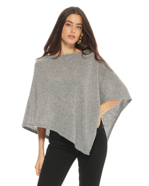Monticelli Cashmere Pure Cashmere Capelet Poncho in Melange Grey  product