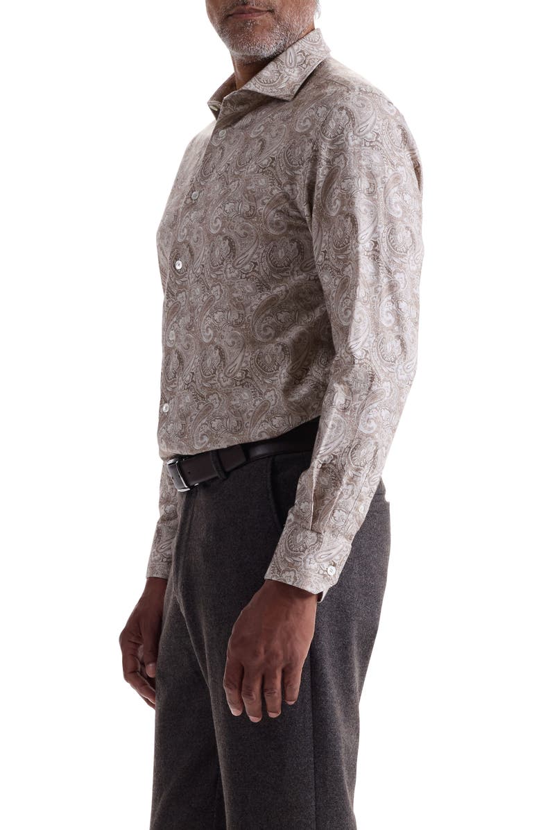 Bugatchi Axel Trim Fit Paisley Cotton Button-Up Shirt, Alternate, color, Limestone