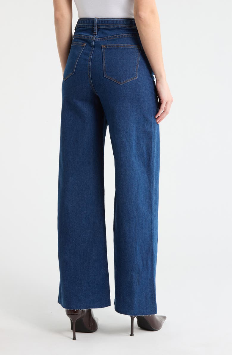 Vigoss Belted High Waist Wide Leg Palazzo Jeans, Alternate, color, Dark Wash