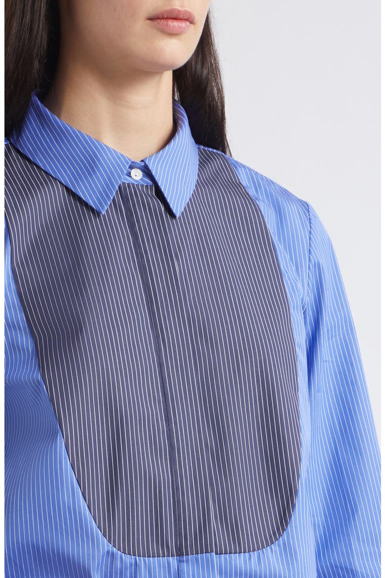 Warren Crop Stripe Bib Cotton Poplin Button-Up Shirt, Alternate, color, CORNFLOWER STRIPE