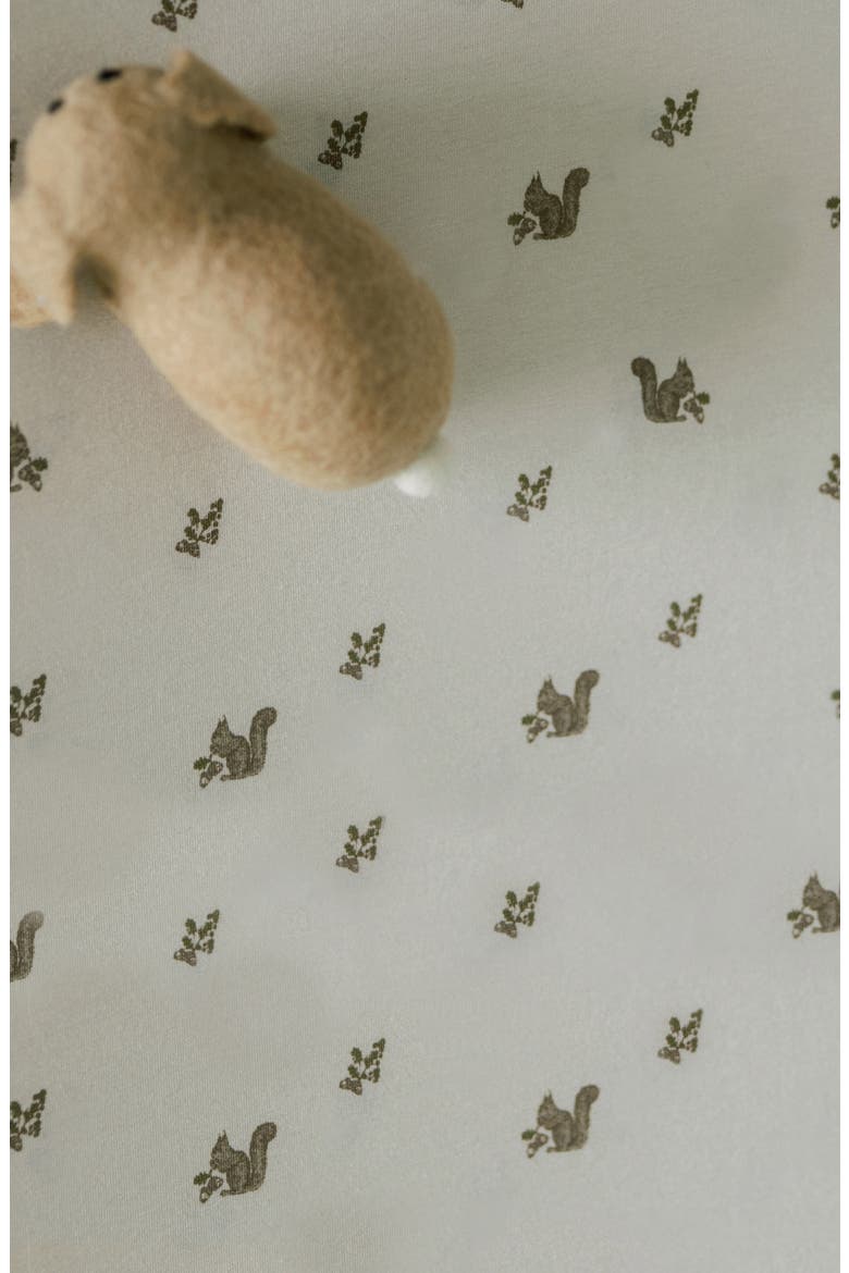 Print Organic Cotton Changing Pad Cover, Alternate, color, SQUIRREL/ EGGSHELL