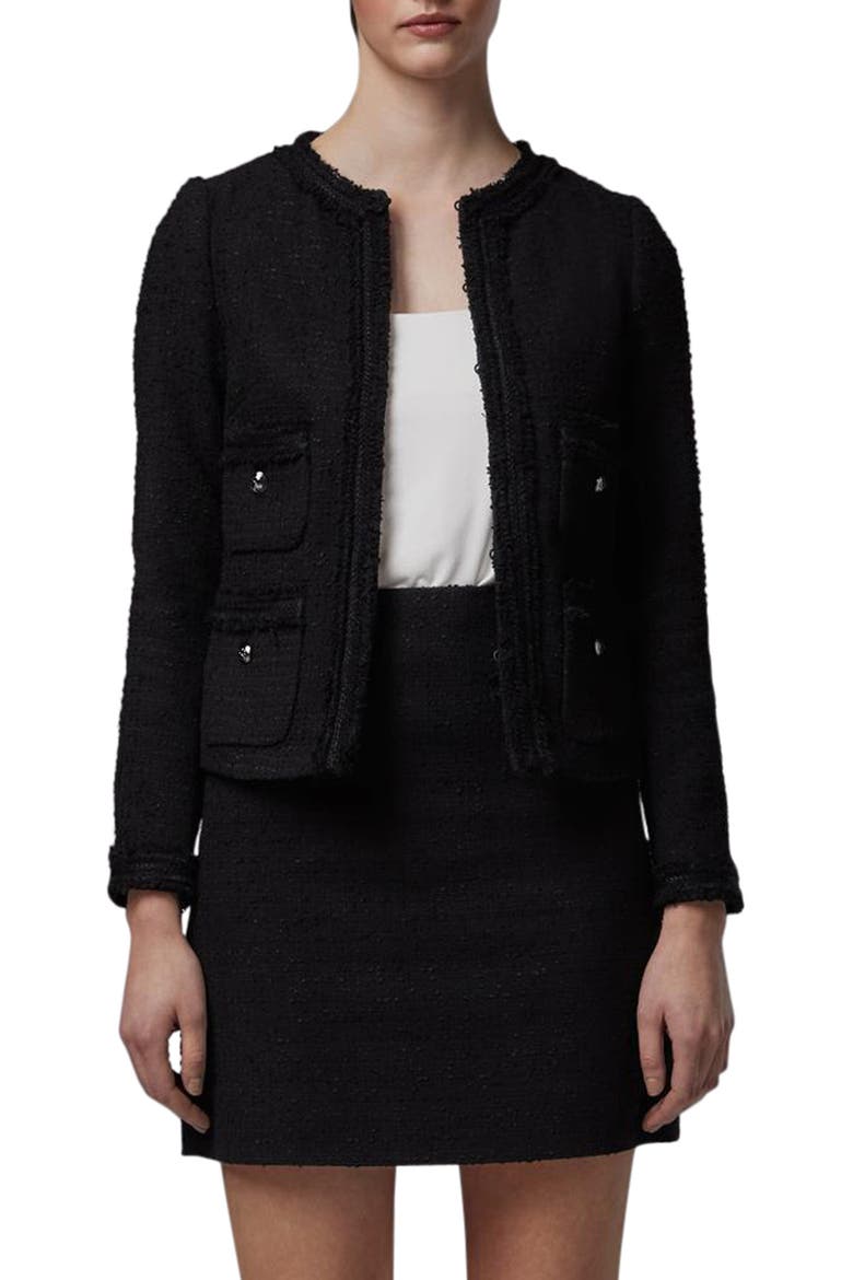 Charlee Tweed Jacket, Main, color, BLACK