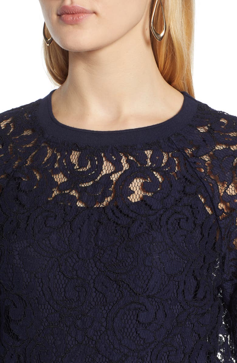 Halogen<sup>®</sup> Rib Trim Lace Top, Alternate, color, 