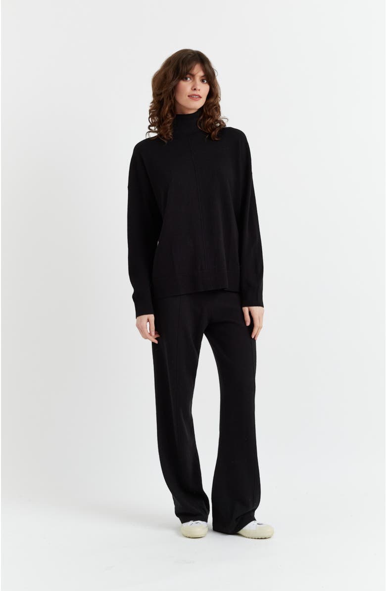 Chinti & Parker Relaxed Roll Neck Wool & Cashmere Sweater, Alternate, color, Black