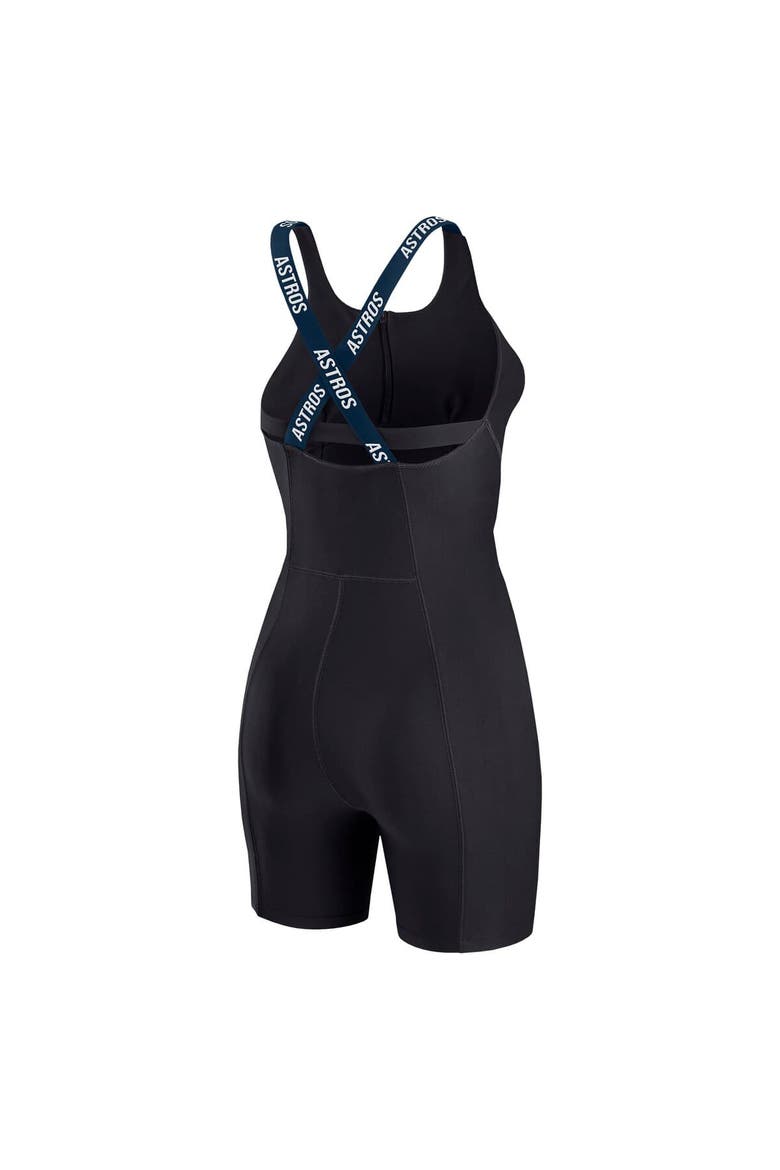 Women's WEAR by Erin Andrews  Black Houston Astros Bodycon Quarter-Zip Romper, Alternate, color, Black