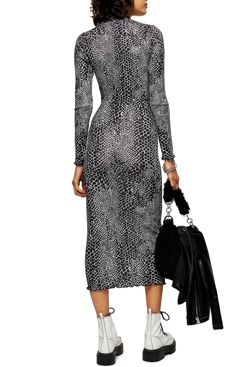 Cut And Sew Animal Print Long Sleeve Midi Dress, Alternate, color, BLACK MULTI
