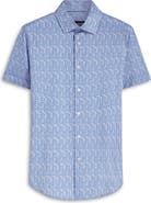 Bugatchi Miles OoohCotton® Geo Print Short Sleeve Button-Up Shirt