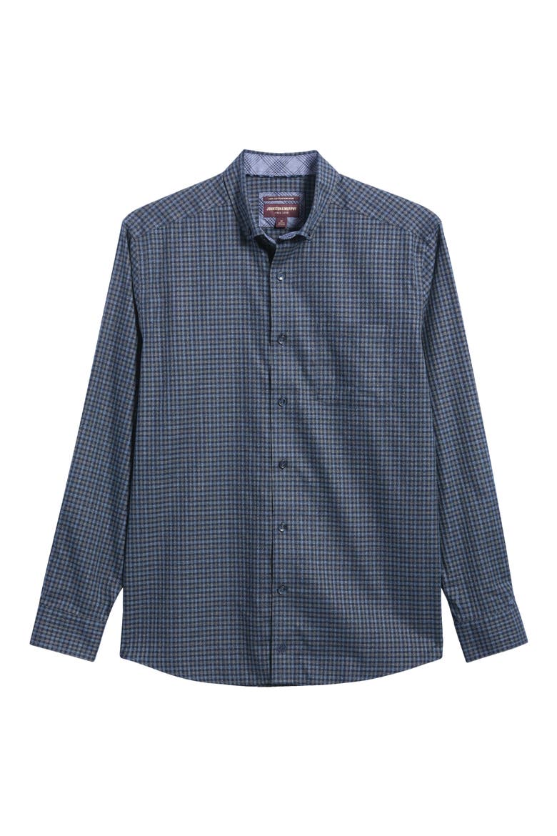 Ovation Grid Non-Iron Cotton Button-Up Shirt, Main, color, NAVY DUAL GRID