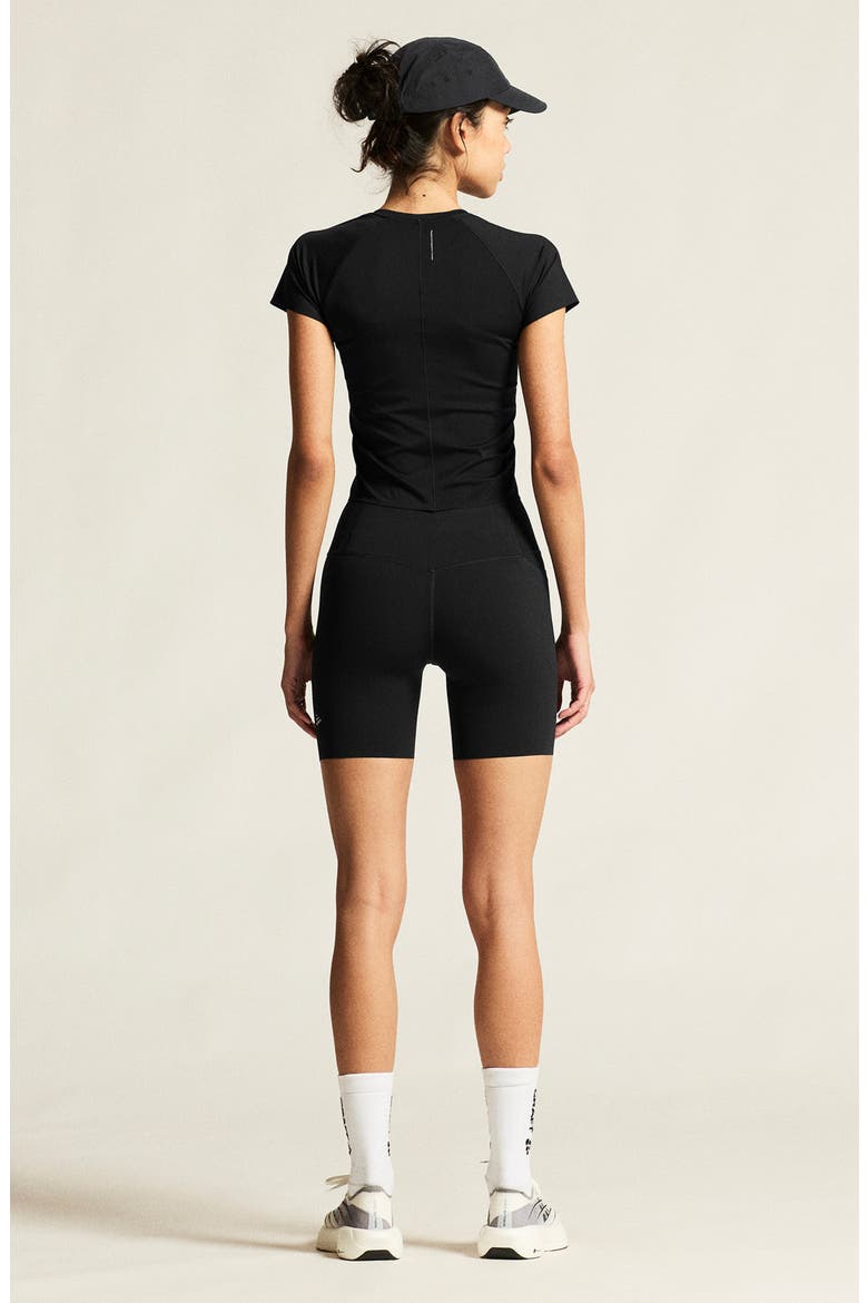 Crewneck Cropped Running T-Shirt, Alternate, color, BLACK