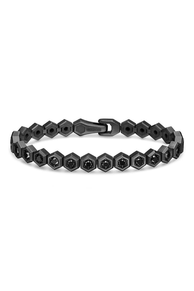 Men's Hex Pavé Tennis Bracelet in Black Titanium with Black Diamonds, Main, color, ALTERNATIVE MATERIAL