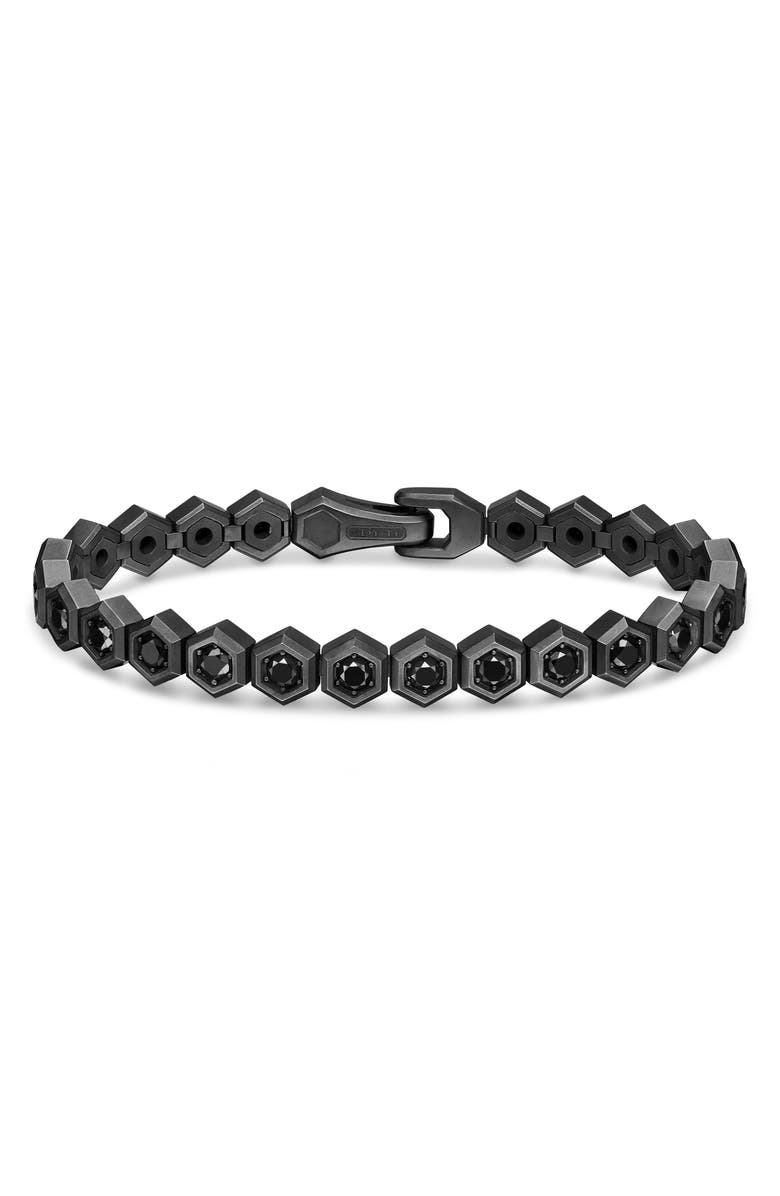 David Yurman Men's Hex Pavé Tennis Bracelet in Black Titanium with Black Diamonds, Main, color, Black Diamond