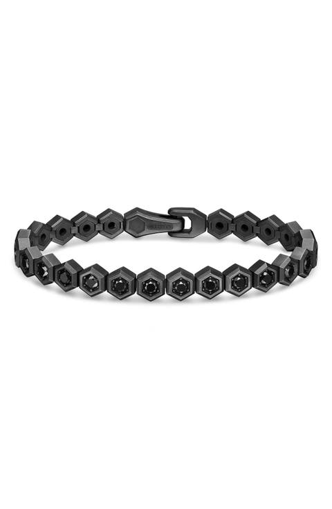 Men's Hex Pavé Tennis Bracelet in Black Titanium with Black Diamonds