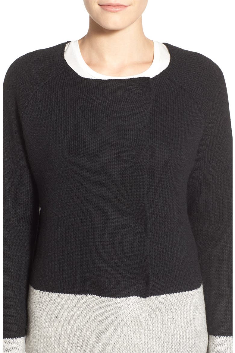 Colorblock Sweater Coat, Alternate, color, BLACK/ HEATHER GREY