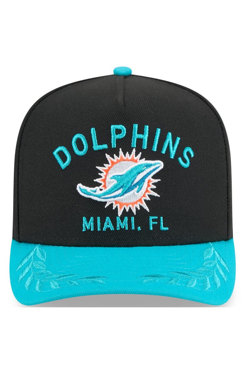 New Era Men's New Era Black/Aqua Miami Dolphins 2025 NFL Draft A-Frame 9FIFTY Snapback Hat, Alternate, color, Black