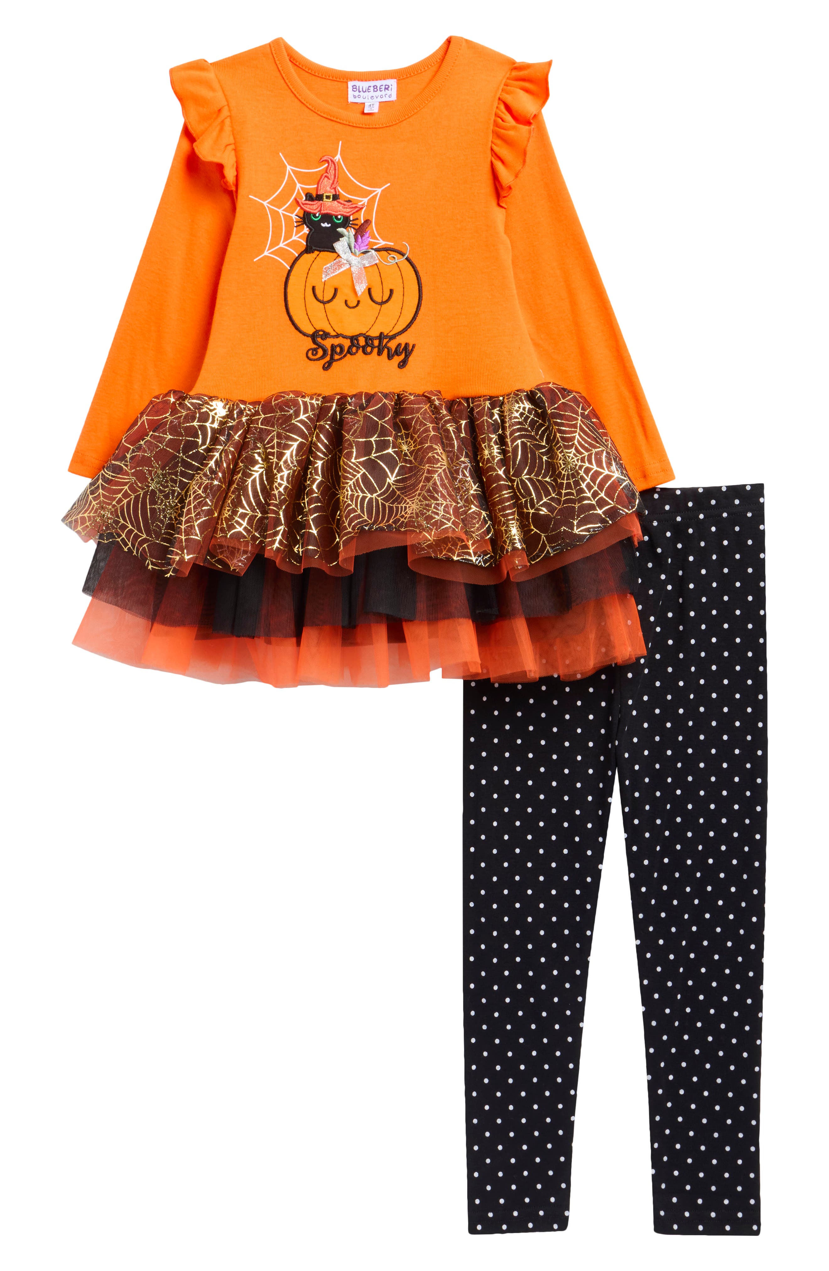 Kids' Spooky Pumpkin Top and Leggings Set