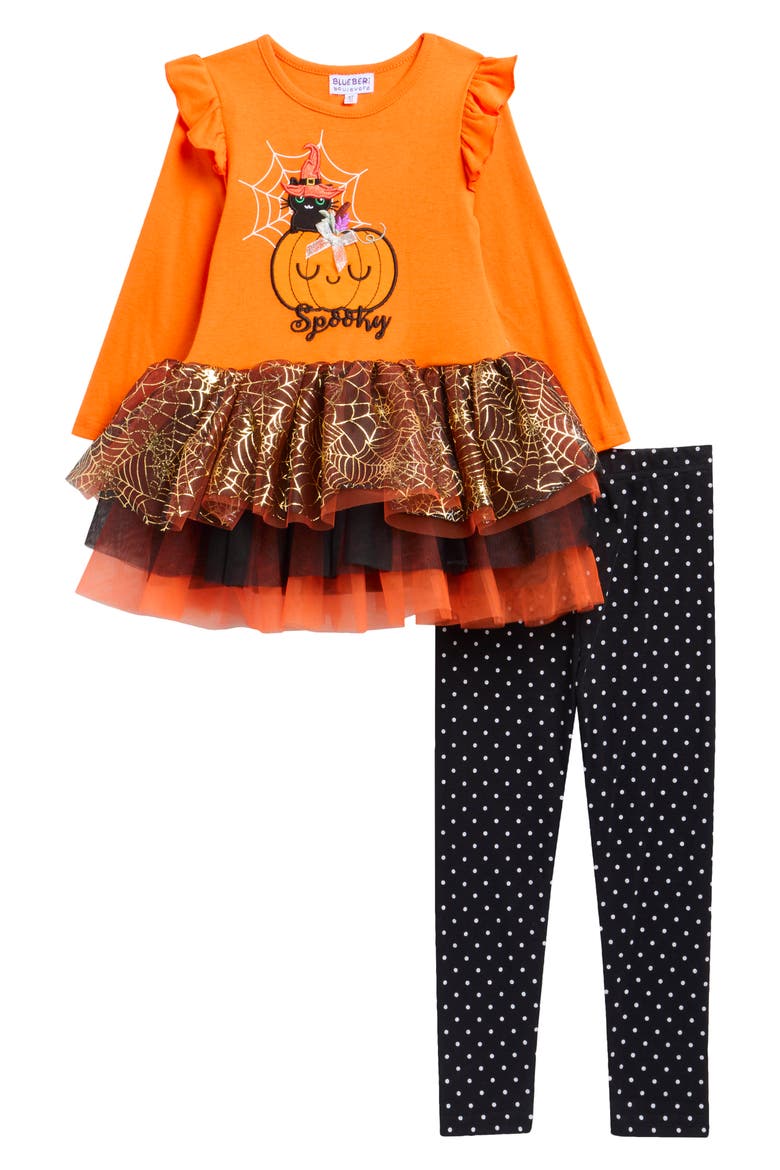Kids' Spooky Pumpkin Top and Leggings Set, Main, color, ORANGE