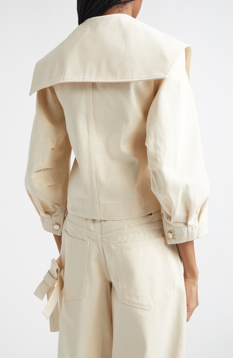 Simone Rocha Cropped Sailor Collar Workwear Jacket, Alternate, color, Ecru/ Pearl/ Clear