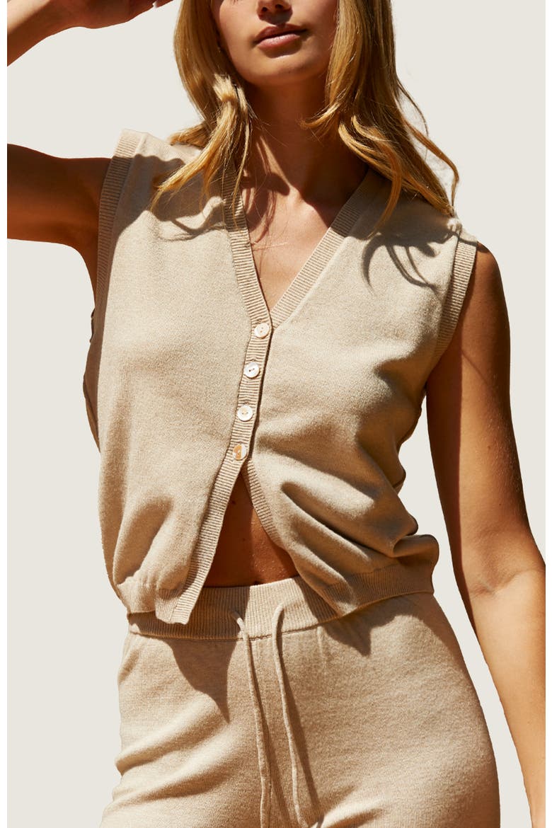 Sweater Knit Vest Top, Main, color, Beige