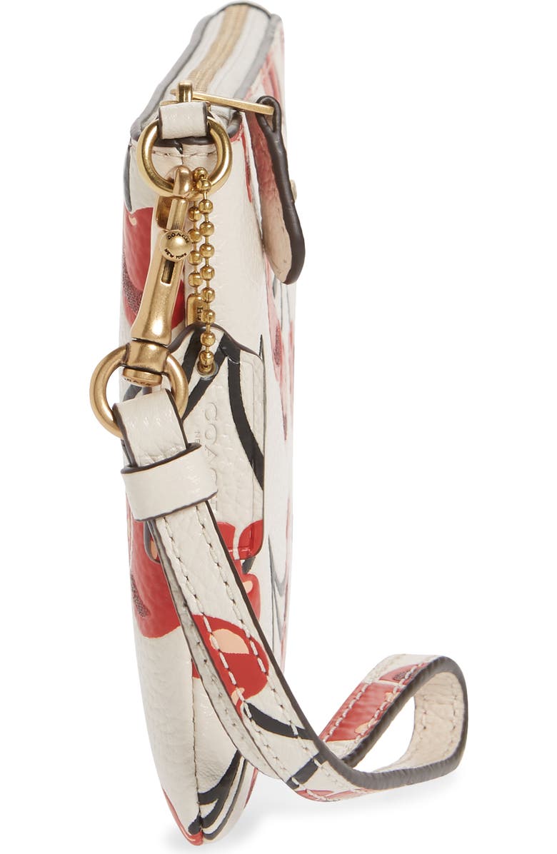 COACH Cherry Print Small Leather Wristlet, Alternate, color,