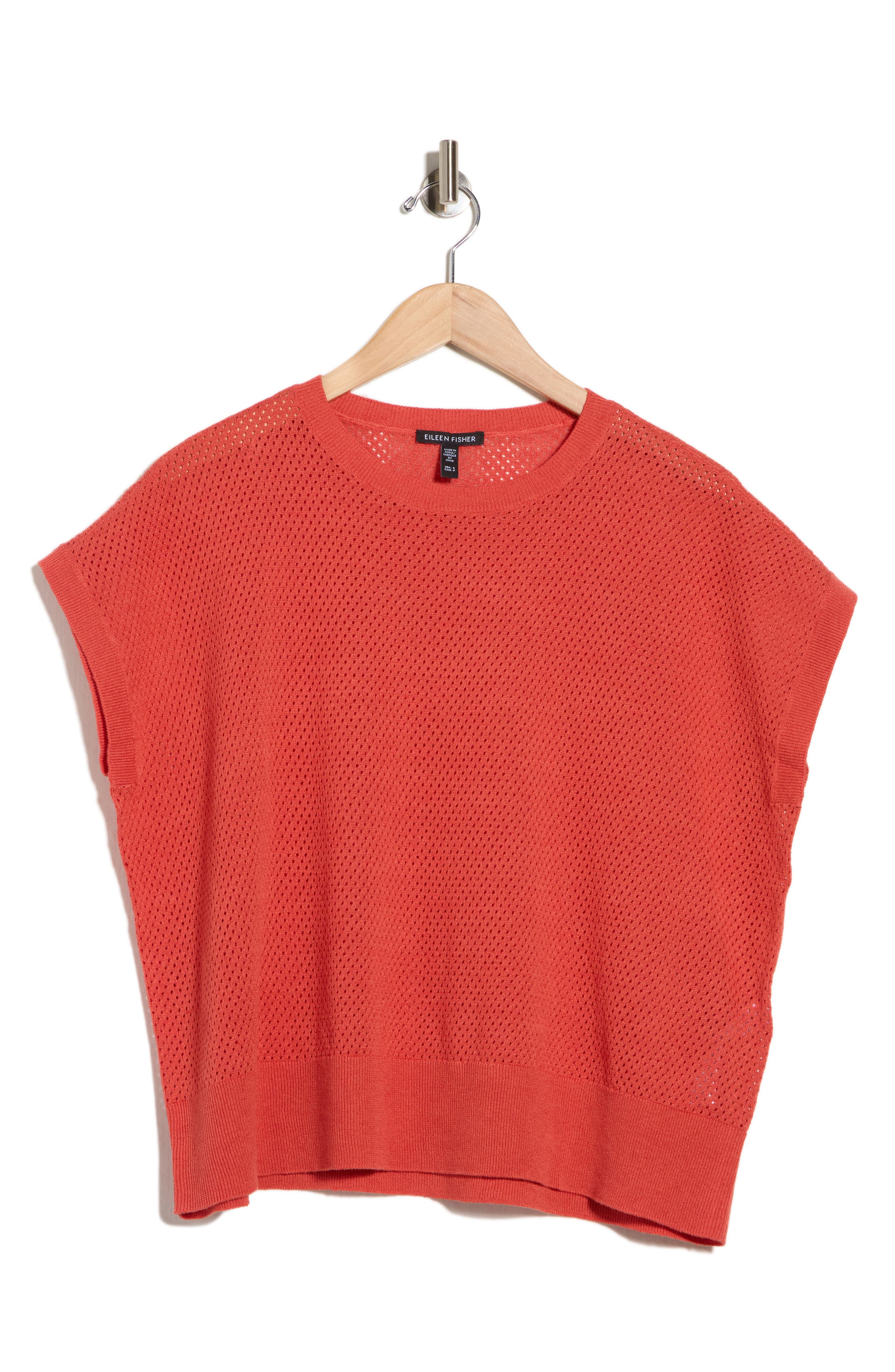 Eileen Fisher Crewneck Short Sleeve Pointelle Sweater