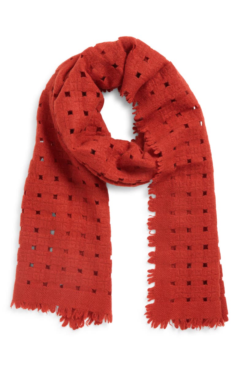 Lost Pattern Pixie Cashmere Scarf, Alternate, color, Red