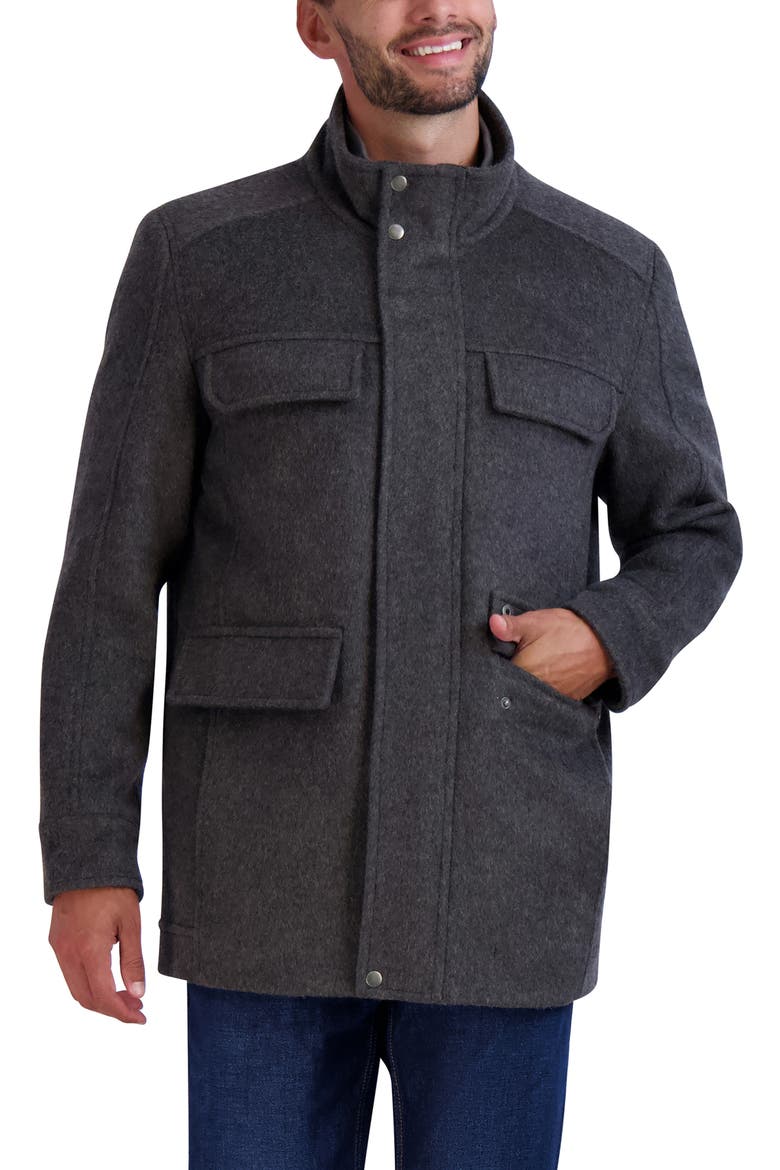 Wool Blend Field Coat, Main, color, GREY