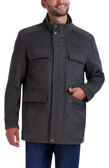 Cole Haan Melton Wool Blend Field Coat In Gray