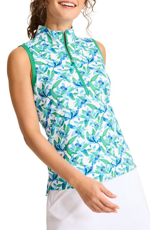 Aubrey Seaside Brights Sleeveless Half Zip Top