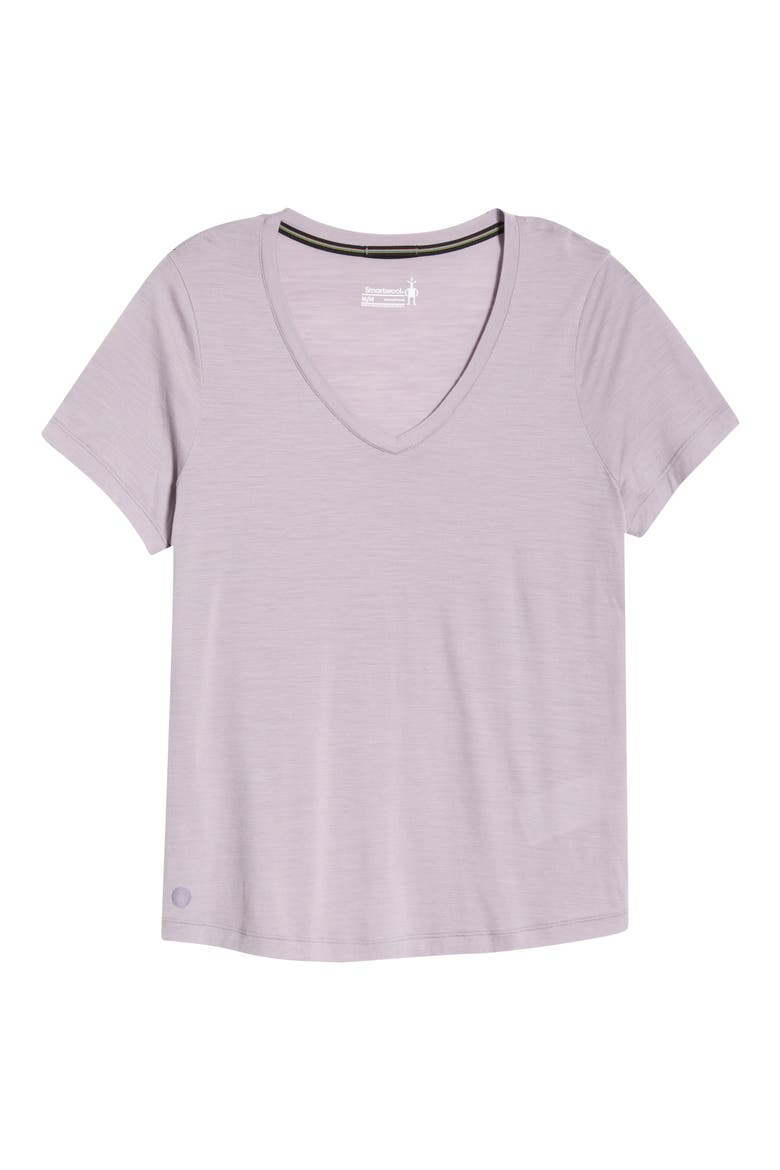 Ultralite V-Neck Short Sleeve Merino Wool Blend T-Shirt, Alternate, color, PURPLE STORM