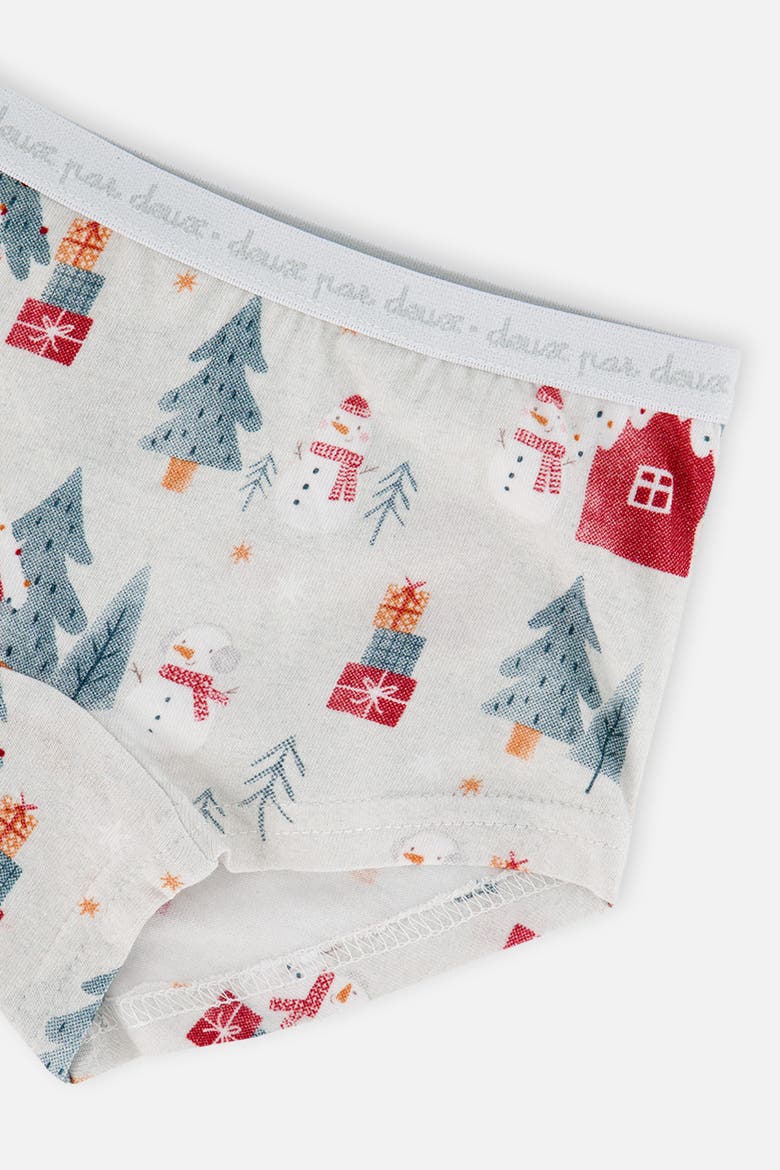 Holiday Organic Cotton Full Coverage 3-Pack Boyshort Panties, Alternate, color, Holiday Print