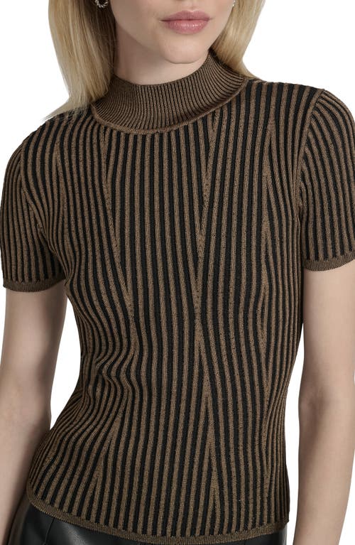 Dkny Mock Neck Knit Top In Multi