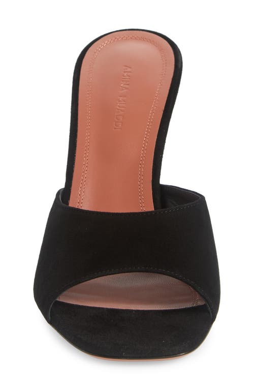 Amina Muaddi Lupita Suede Pedestal Mule Sandals In Black Suede