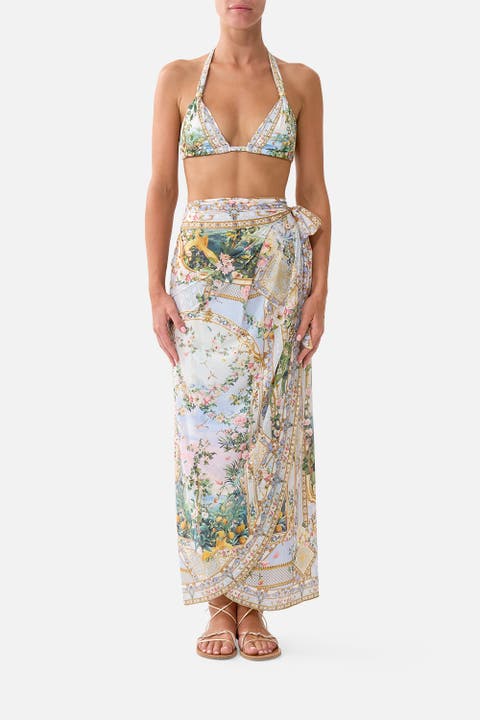 Draped Wrap Maxi Sarong W Tie Waist